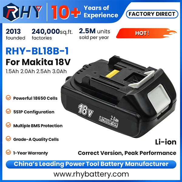 18V 1.5Ah 2.0Ah 2.5Ah 3.0Ah Li-ion Compatible Battery for Makita LXT Power Tool BL1820B BL1815B