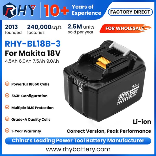 Compatible Makita 18V 6.0Ah 7.5Ah 9.0Ah Lithium Battery for LXT Power Tool BL1890B BL1860B BL1850B