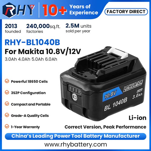 Compatible Makita 10.8V 12V Max CXT Slide 3.0Ah 4.0Ah 5.0Ah 6.0Ah Lithium Battery BL1040B BL1041B 197406-2
