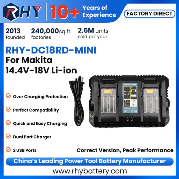 Twin Port Lithium ion Charger for Makita LXT 14.4V-18V Battery DC18RD