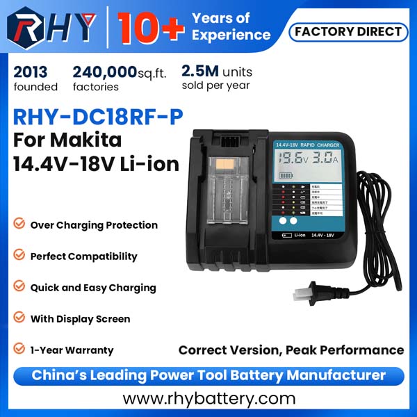 Compatible Li-ion Battery Charger with LCD Screen Display for Makita LXT 14.4V-18V Batteries DC18RF