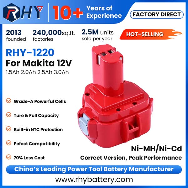 12V 1.5Ah 2Ah 2.5Ah 3Ah Ni-MH & Ni-Cd Rechargeable Battery Compatible with Makita Cordless Drill PA12 1220