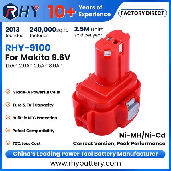 9.6V 1.5Ah 2Ah 2.5Ah 3Ah Ni-MH & Ni-Cd Pod Style Battery Compatible with Makita Cordless Drill 9100 9102