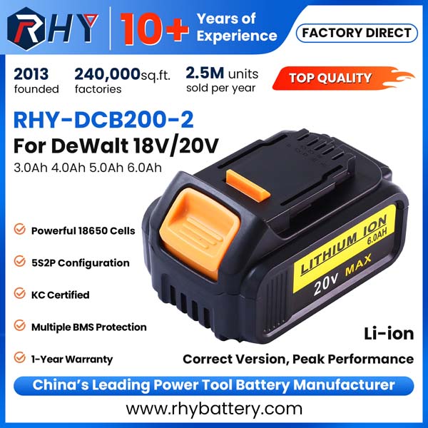 18V 20V Max 3.0Ah 4.0Ah 5.0Ah 6.0Ah Li-ion Battery for Dewalt XR Power Tool DCB200 DCB204 DCB205