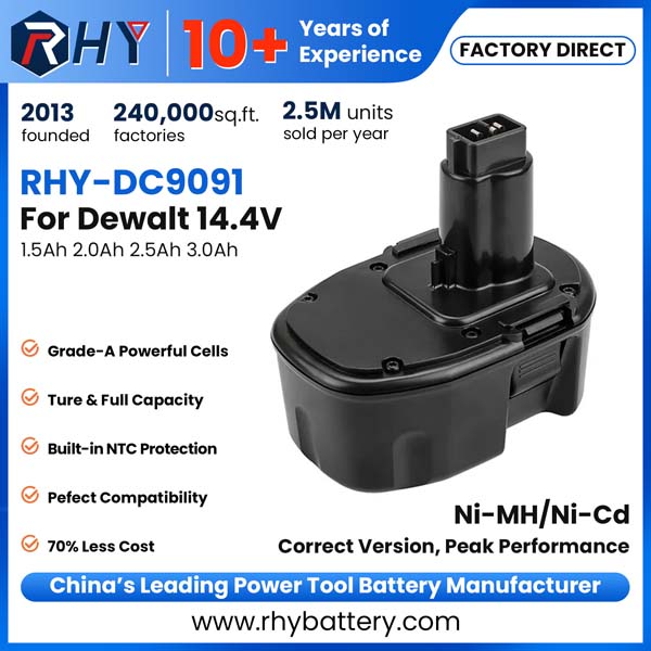 14.4V 1.5Ah 2Ah 2.5Ah 3Ah Ni-MH & Ni-Cd Battery For DeWalt XRP Cordless Power Tools DC9091 DE9091 DW9091