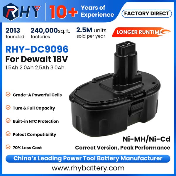 18V 1.5Ah 2Ah 2.5Ah 3Ah Ni-MH & Ni-Cd Battery For DeWalt XRP Cordless Power Tools DC9096 DW9096 DE9095