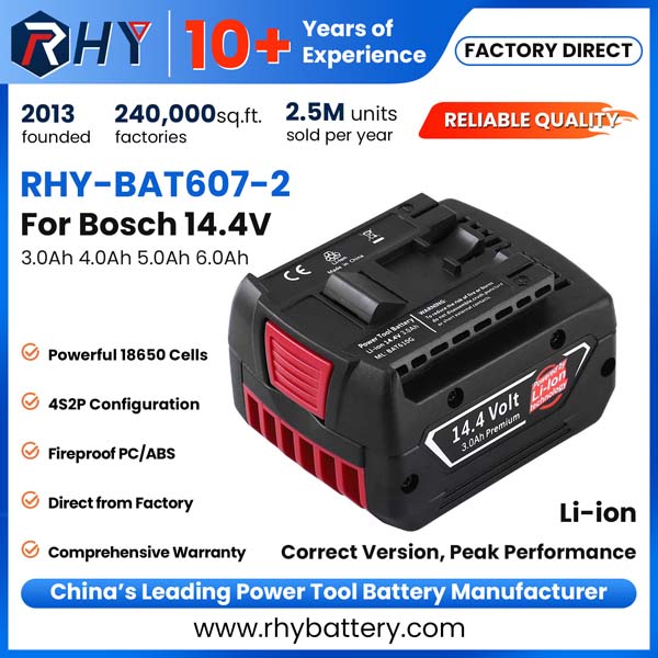 14.4V 3.0Ah 4.0Ah 5.0Ah 6.0Ah Lithium-Ion Battery For Bosch GBA Power Tools BAT607 BAT607G BAT614 