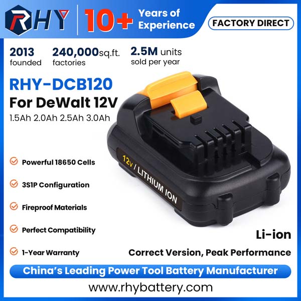 Replace DeWalt 10.8V 12V Max 1.5Ah 2.0Ah 2.5Ah 3.0Ah Li-ion Battery Pack DCB120 DCB127 DCB124 DCB122