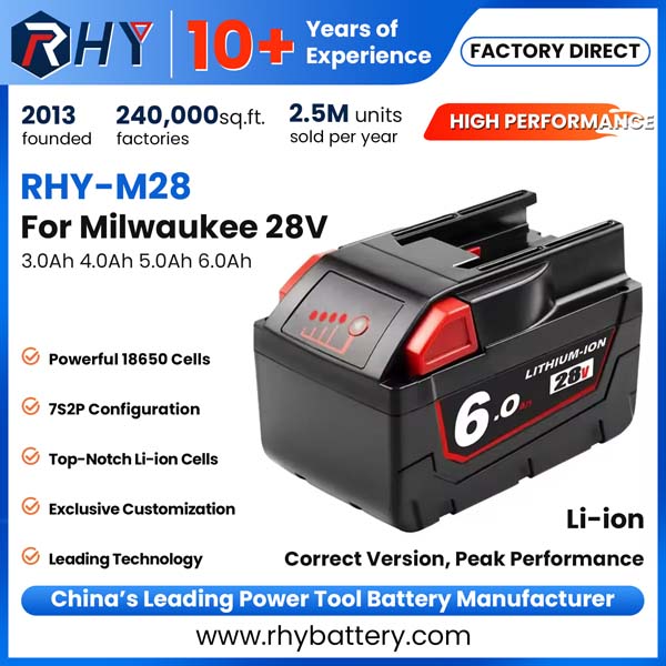 28V 3.0Ah 4.0Ah 5.0Ah 6.0Ah Li-ion Replacement Battery For Milwaukee M28 48-59-2801 48-11-2830