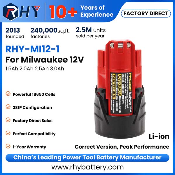 12V 1.5Ah 2.0Ah 2.5Ah 3.0Ah Li-ion Battery For Milwaukee M12 B2 B3 48-11-2401 48-59-2420 48-11-2430
