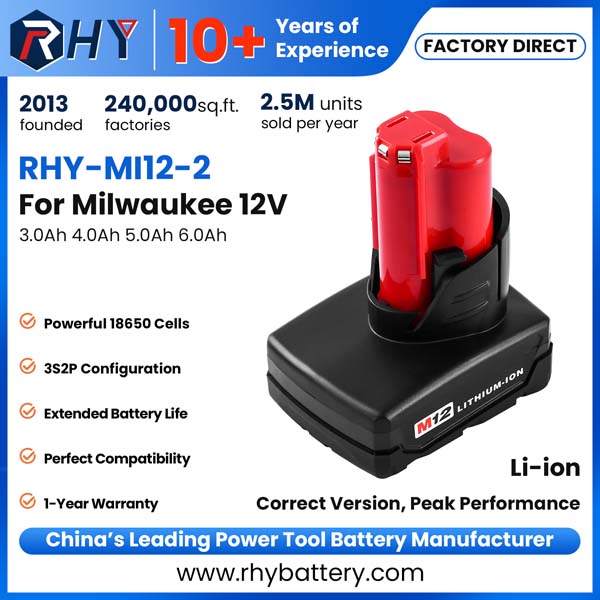 12V 3.0Ah 4.0Ah 5.0Ah 6.0Ah Lithium-ion Battery For Milwaukee Cordless Tools M12 B6 48-11-2460