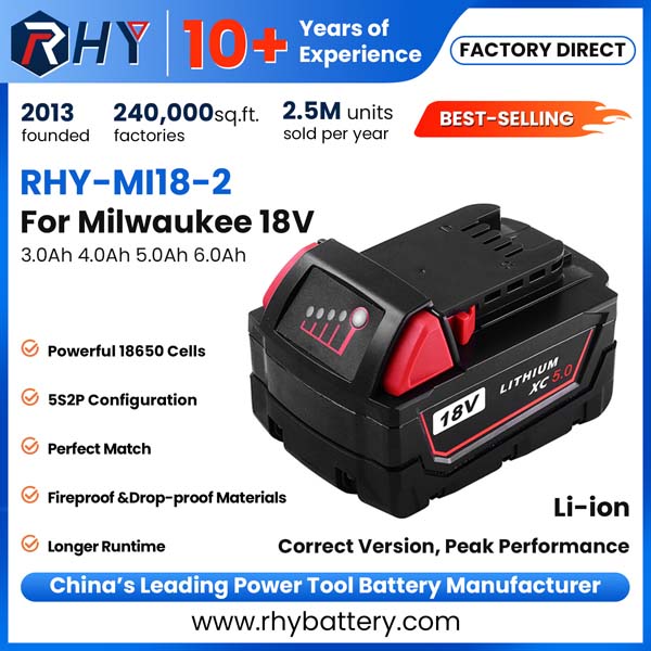 18V 3.0Ah 4.0Ah 5.0Ah 6.0Ah Li-ion Replacement Battery For Milwaukee M18 B5 B4 48-11-1828 48-11-1840 48-11-1850 48-11-1860