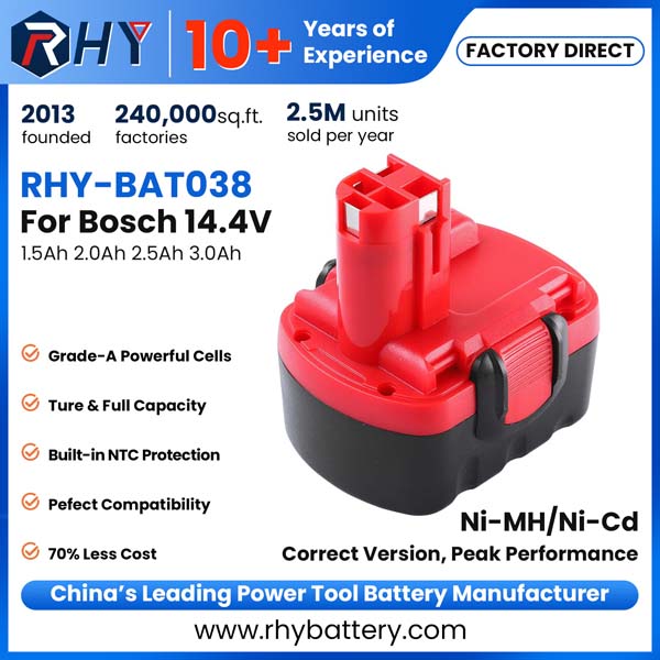 14.4V 1.5Ah 2.0Ah 2.5Ah 3.0Ah Ni-MH Ni-Cd Replacement Battery For Bosch BAT038 BAT040 BAT041