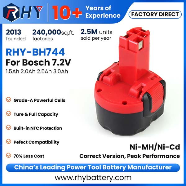 7.2V 1.5Ah 2.0Ah 2.5Ah 3.0Ah Ni-MH Ni-Cd Power Tool Battery Replacement For Bosch BH744 B-8308