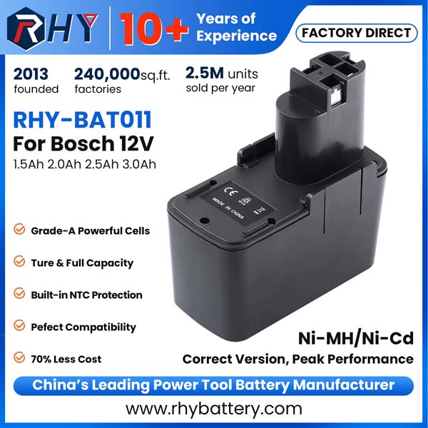 12V 1.5Ah 2.0Ah 2.5Ah 3.0Ah Ni-MH Ni-Cd Battery For Bosch Power Tools BAT011 BH1214H BH1214L PSR120