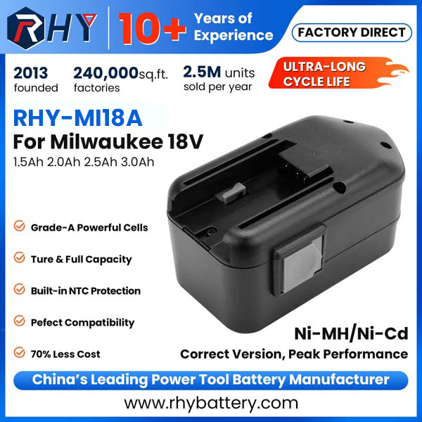 18V 1.5Ah 2.0Ah 2.5Ah 3.0Ah Ni-MH Ni-Cd Type-A Battery For Milwaukee 48-11-2230 48-11-2200 48-11-2232