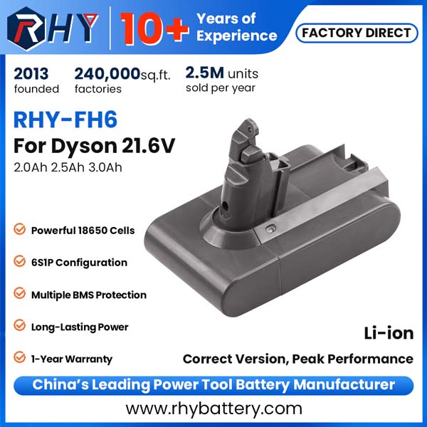 21.6V 2.0Ah 2.5Ah 3.0Ah Vacuum Cleaner Battery For Dyson V6 DC59 209432-01 204720-01 965874-02