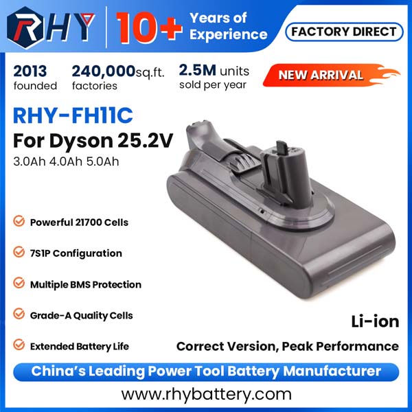 25.2V 3.0Ah 4.0Ah 5.0Ah For Dyson V11 Click-in Battery For Dyson Absolute Extra Torque Drive 970938-01 By 21700 Cells