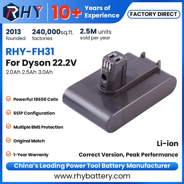 22.2V 2.0Ah 2.5Ah 3.0Ah Vacuum Cleaner Battery for Dyson DC31 DC34 DC35 DC44 917083-01 (TYPE-A)