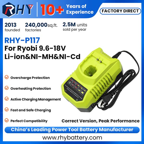 9.6V-18V Ni-Cd Ni-MH Li-ion Power Tool Battery Charger For Ryobi One Plus Tools P117 P118 RC18150