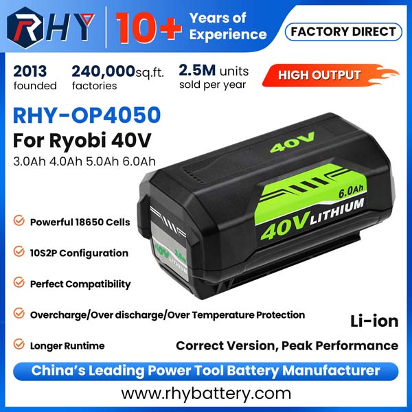40V 3.0Ah 4.0Ah 5.0Ah 6.0Ah Lithium Ion Battery for Ryobi Power Tools OP4050 OP4060A