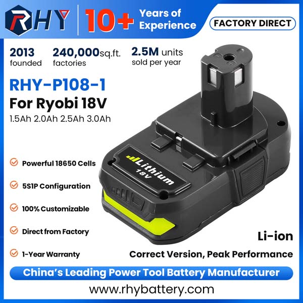 18V 1.5Ah 2.0Ah 2.5Ah 3.0Ah Lithium Ion Battery for Ryobi ONE+ Cordless Tools P108 RB18L25 RB18L20 RB18L15
