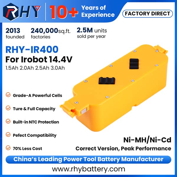 14.4V 1.5Ah 2.0Ah 2.5Ah 3.0Ah Ni-Cd & Ni-MH Replacement Battery for iRobot Roomba 400 Series
