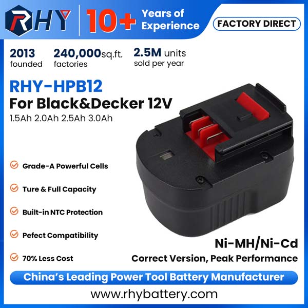 12V 1.5Ah 2.0Ah 2.5Ah 3.0Ah Ni-MH & Ni-Cd Battery For Black & Decker Firestorm Tools HBP12 A1712 FS120B