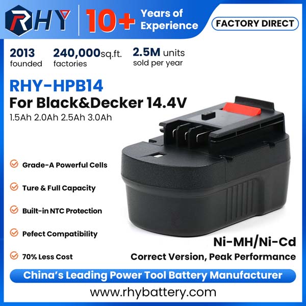 14.4V 1.5Ah 2.0Ah 2.5Ah 3.0Ah Ni-MH & Ni-Cd Battery For Black & Decker Firestorm Tools HPB14 FSB14 A1714