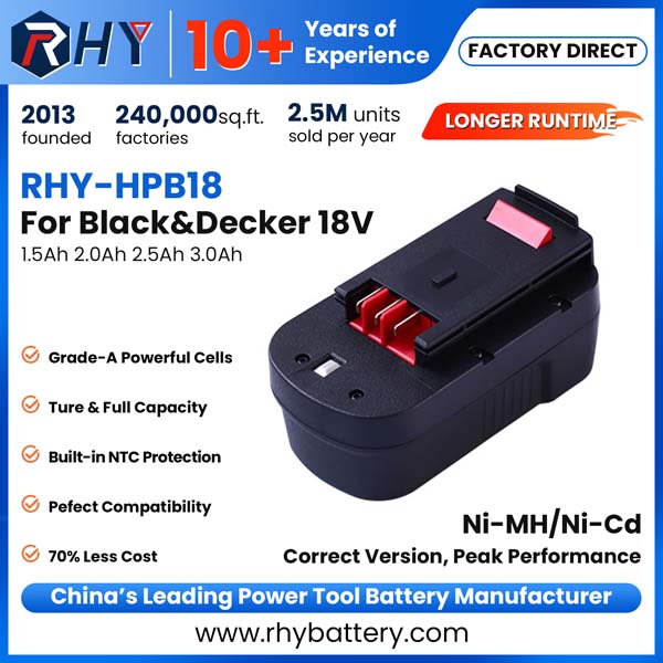 18V 1.5Ah 2.0Ah 2.5Ah 3.0Ah Ni-MH & Ni-Cd Battery For Black & Decker Firestorm Tools HPB18 HPB18-OPE 