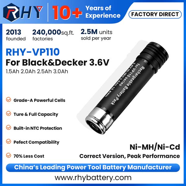 3.6V 1.5Ah 2.0Ah Ni-MH & Ni-Cd Battery For Black & Decker Tools VP100 VP130 VP110 