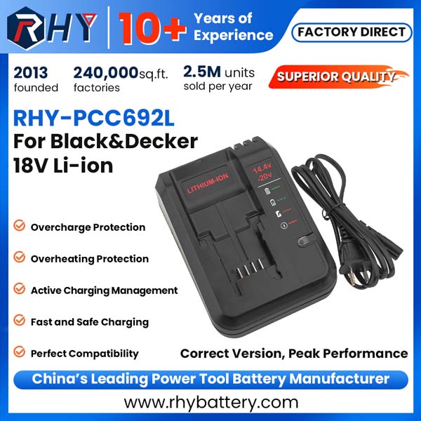 Replacement Black & Decker 20V Max Lithium Ion Battery Charger BDCAC202B PCC692L BDC2A