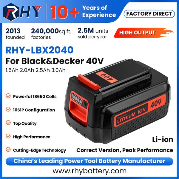 40V MAX 1.5Ah 2.0Ah 2.5Ah 3.0Ah Lithium-Ion Battery Replacement for Black & Decker LBXR36 LBX1540 LBX2040 