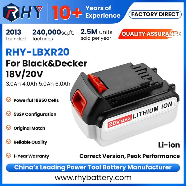 20V MAX 3.0Ah 4.0Ah 5.0Ah 6.0Ah Lithium-Ion Replacement Battery for Black & Decker LBXR20 LB2X4020