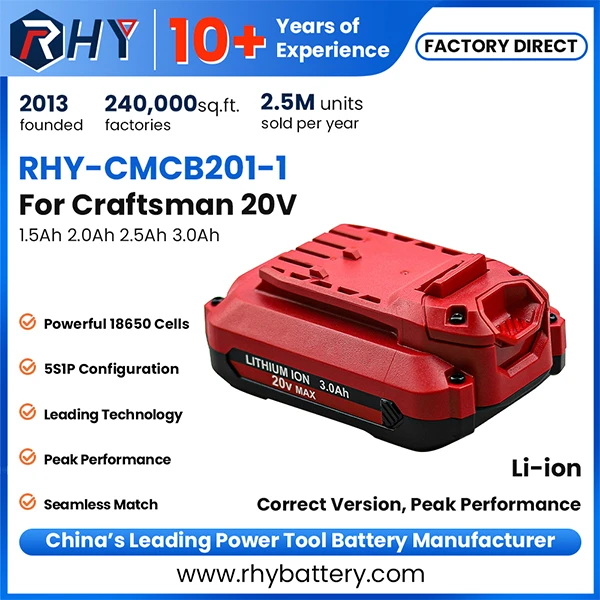 Upgrade 20V 1.5Ah 2.0Ah 2.5Ah 3.0Ah Lithium-ion Battery Replace For Craftsman CMCB201 CBCB202 CMCB202-2