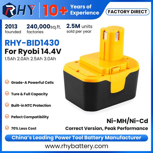 14.4V 1.5Ah 2.0Ah 2.5Ah 3.0Ah Battery For Ryobi R10521 RY6201 RY6202 130224010 130224011 130281002 1314702 1400144 1400655 1400656 1400671 4400011