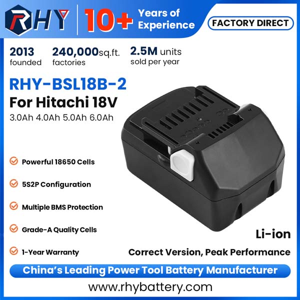 18V 3.0Ah 4.0Ah 5.0Ah 6.0Ah Lithium-ion Battery Pack For Hitachi / HiKOKI Power Tools BSL1860 BSL1850 BSL1840 