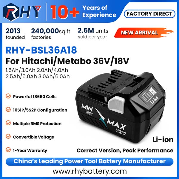 Dual Voltage 36V 18V 1.5Ah 3.0Ah 2.0Ah 4.0Ah 2.5Ah 5.0Ah 3.0Ah 6.0Ah Li‑ion Battery Multivolt For Hitachi HiKOKI Metabo Power Tools BSL36A18