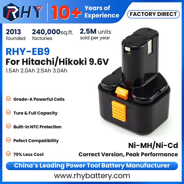 9.6V 1.5Ah 2.0Ah 2.5Ah 3.0Ah Ni-MH Ni-Cd Battery For Hitachi EB9 EB9B EB9G EB9M EB912S