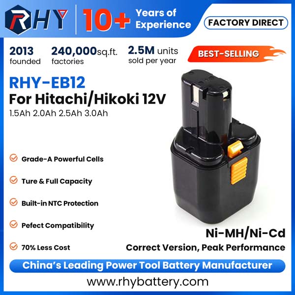 12V 1.5Ah 2.0Ah 2.5Ah 3.0Ah Ni-MH Ni-Cd Battery For Hitachi EB12 EB12B EB12S