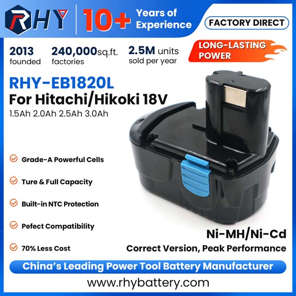 18V 1.5Ah 2.0Ah 2.5Ah 3.0Ah Ni-MH Ni-Cd Battery For Hitachi EB1820L EB1812 EB1830H EB1833X EB18B 322437