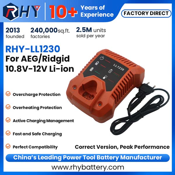 10.8V 12V Li-ion Battery Charger For AEG RIDGID LL1230 LL1240 4932471263