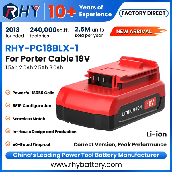 18V 1.5Ah 2.0Ah 2.5Ah 3.0Ah Lithium-Ion Battery For Porter Cable Power Tools PC18BLX PC18BLX