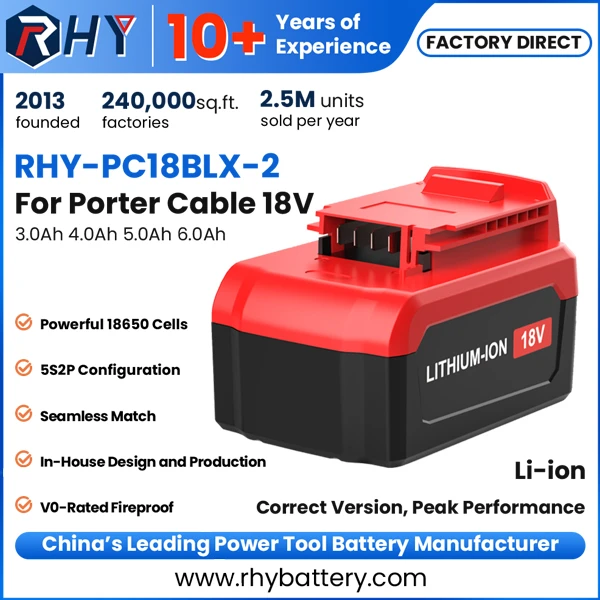 18V 3.0Ah 4.0Ah 5.0Ah 6.0Ah Max Lithium-Ion Battery Compatible For Porter Cable Power Tools PC18BLEX