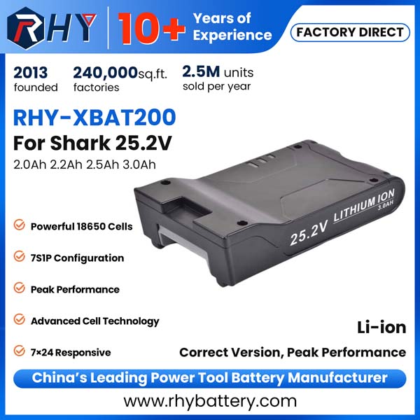 25.2V 2.0Ah 2.2Ah 2.5Ah 3.0Ah Li-Ion Battery Pack Replacement For Shark Vacuum Cleaner ION XBAT200 