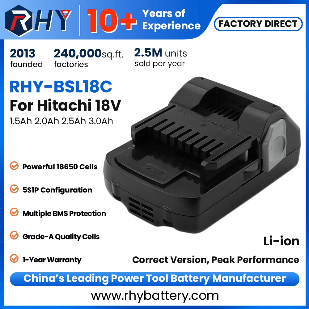 18V 1.5Ah 2.0Ah 2.5Ah 3.0Ah Lithium-ion Compact Battery Pack BSL1830C for Hitachi / HiKOKI Power Tools 339783
